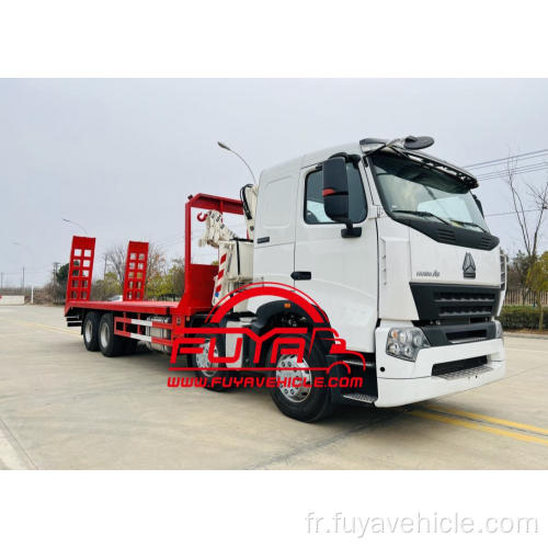 Camion de plate-forme à plat Howo avec grue